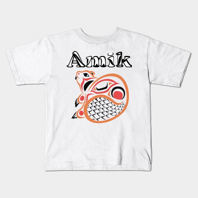 Indigenous Beaver (Amik) Kids T-Shirt by KendraHowland.Art.Scroll